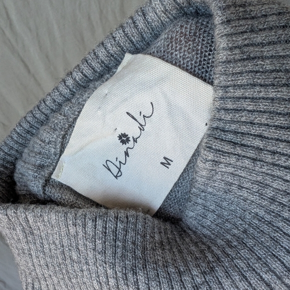 Dinadi Merino Wool Women M Turtleneck Mock Neck Grey Ethical Sustainable Capsule - Picture 3 of 5